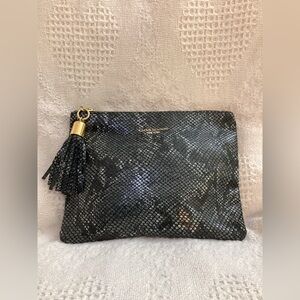 Carrie Dunham New York Shaker Embossed Snake Tassel Clutch